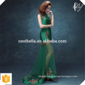 2016 OEM Services Gorgeous Lace Embroidery Sleeveless Elegant Green Trumpet Evening Dress Mermaid Fishtail Maxi Dress